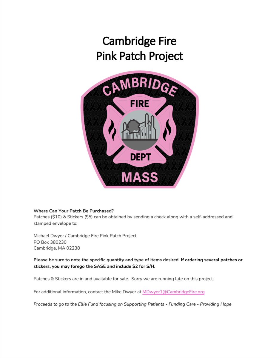 CFD_Local30's tweet photo. Patches & Stickers are now in and orders will start to filled and sent out. Thank You
#pinkpatchproject
#masspinkpatchproject https://t.co/ANOREkiTRa