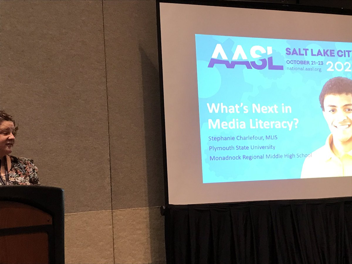 sueheraper's tweet photo. Discovering what’s new in media literacy with Stephanie Chalefour #AASL21 https://t.co/HaIVmlepOR