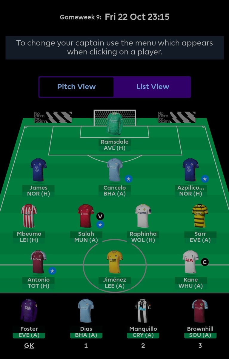 Sabalcelona's tweet photo. @fpl_tactician Whom to bench and give an armband? 😐 https://t.co/gmGgi3HSbt