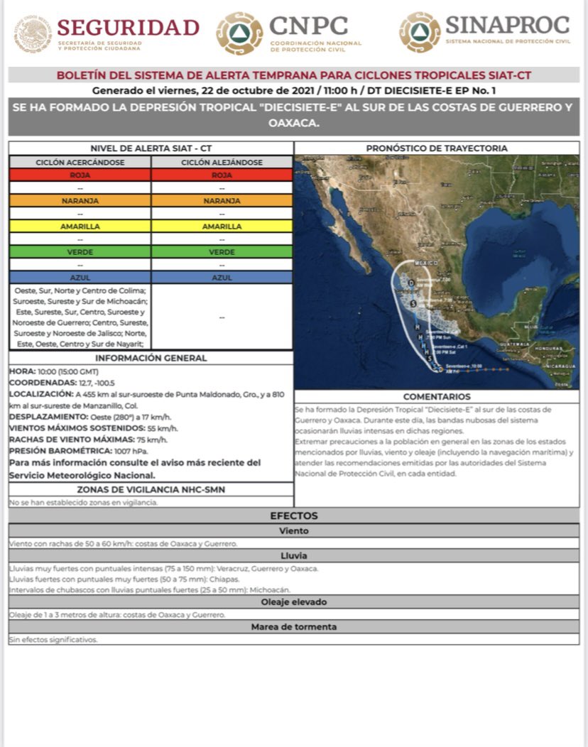 CNPC_MX's tweet photo. 💨#Viento: 50 a 60 km/h en #Oaxaca y #Guerrero

⛈#Lluvias: muy fuertes con puntuales intensas en #Veracruz, Guerrero y Oaxaca; fuertes con puntuales muy fuertes en #Chiapas e intervalos de chubascos con puntuales fuertes en #Michoacán

🌊#Oleaje: 1 a 3 m en #OAX y #GRO

2/3 https://t.co/omZ0Ee3vEu