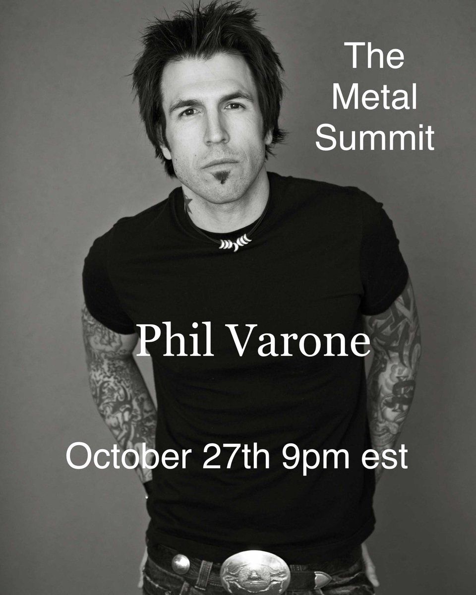 MetalSummit's tweet photo. Guest Announcement!!! The Metal Summit would like to welcome and express our excitement to have drummer extraordinaire and author @REALPHILVARONE as our guest this Wednesday night. LIVE on the TMS Facebook and YouTube pages! #philvarone #themetalsummit #tms #saigonkick #skidrow https://t.co/18ImVGrpCR