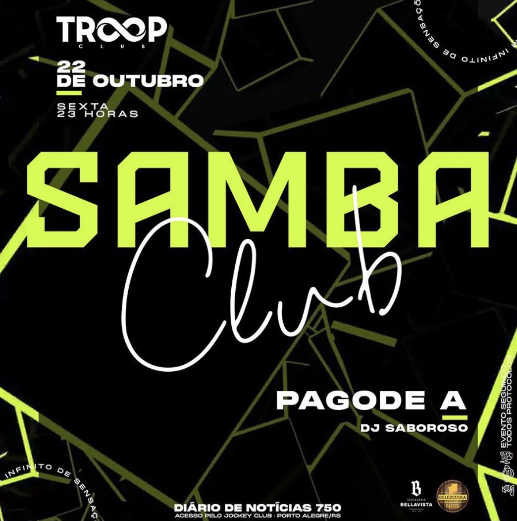 tktproducoes's tweet photo. HOJE é dia de #scsambaclub na Troop Club. 😍

Confira as atrações presentes nesta edição:
🎤 PAGODE A
🎧 DJ SABOROSO

#troopclub #uminfinitodesensações #sambaclub #ilovepagode #pagodinhodatroop #descubra #vempratroop

Reserve já o seu espaço : (51) 3085-0525. https://t.co/CQKNyFVexF