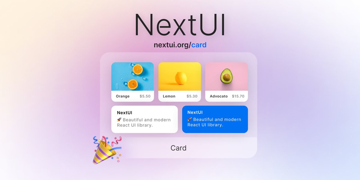 hero_ui's tweet photo. Hi, everyone we have a new component available

- Card 🎉

Available here  → https://t.co/sakxvuN2gm

Release notes → https://t.co/aexjaal5T7

We would love to read your feedback 🚀

#reactjs #frontend #javascript https://t.co/spRn3hTBVU