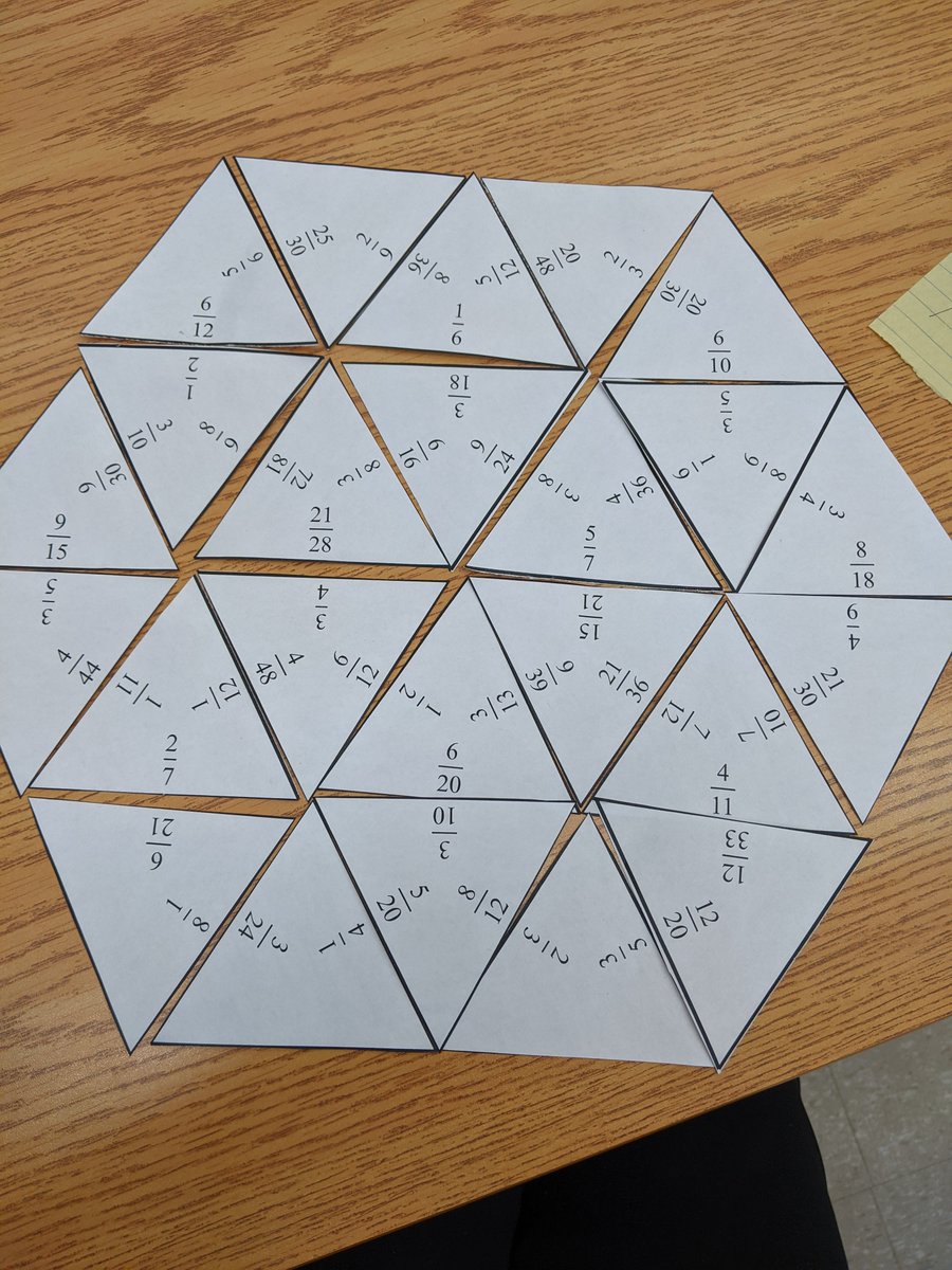 Today we did a tarsia puzzle in class! Matching equivalent fractions. This was definitely a fun challenge for us TCs, would be a great task for practice and encouraging students to persevere.