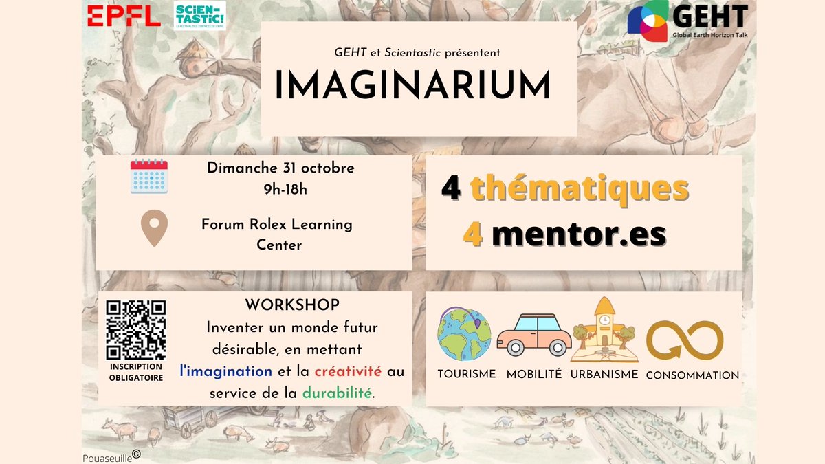 horizon_talk's tweet photo. Pour Scientastic @EPFL_en , on propose l'Imaginarium : inventer ensemble des alternatives durables à nos modes de vie, grâce à votre imagination et créativité. ➡️Dimanche 31 Octobre de 9h à 18h sur le campus EPFL au Forum Rolex, inscription 5CHF (repas offert) certificat covid ! https://t.co/nZIsjtVTuE