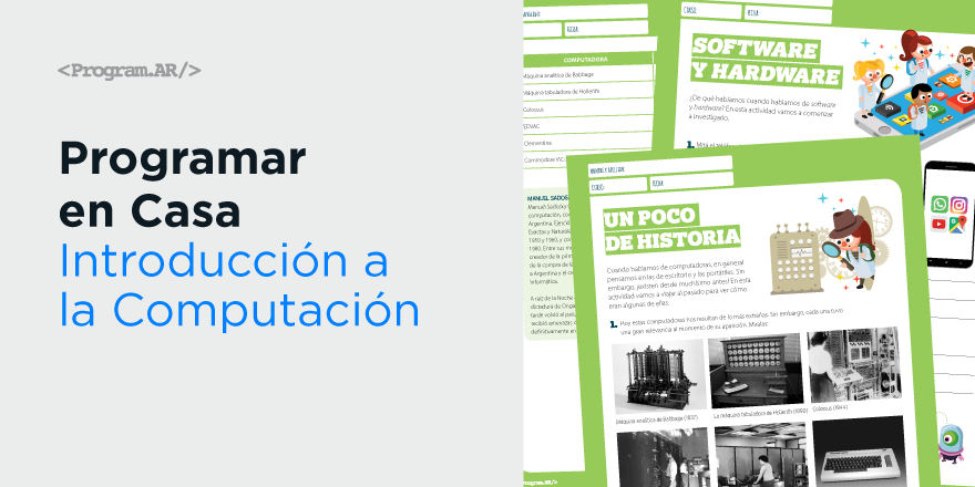 Programar2020's tweet photo. ¿Conocés la historia sobre el surgimiento de diferentes modelos de computadoras? En las fichas de #ProgramarEnCasa tenemos actividades para aprender y enseñar sobre computadoras y otros temas. Descargalas: https://t.co/Ejy590DXoe https://t.co/94XScHqDK9