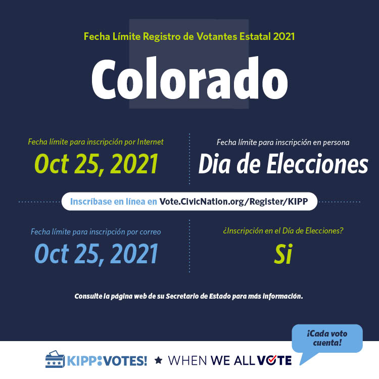 From our local school board to Proposition 303, it’s important to vote in the upcoming election. Voting is the single most effective way to make your voice as a member of our society heard. The last day to register to vote is October 25th! GoVoteColorado.gov  #KIPPVotes