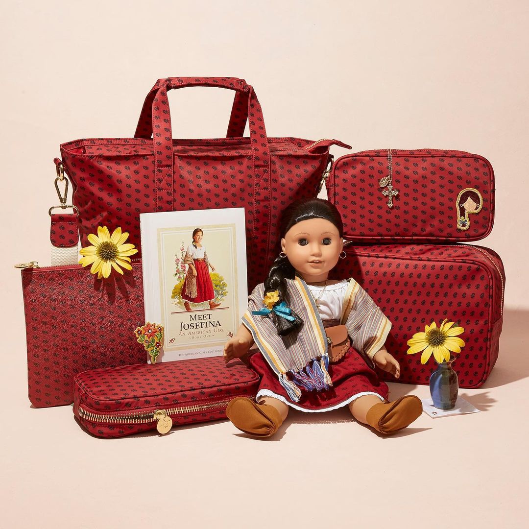 American_Girl's tweet photo. Show your inner Josefina! ♥️ You’ll recognize the signature pattern from her gorgeous crimson skirt on our exclusive collab collection with @STONEYCLOVER. #AG35 https://t.co/XjryXwZWkx https://t.co/FmmjbUbMG8
