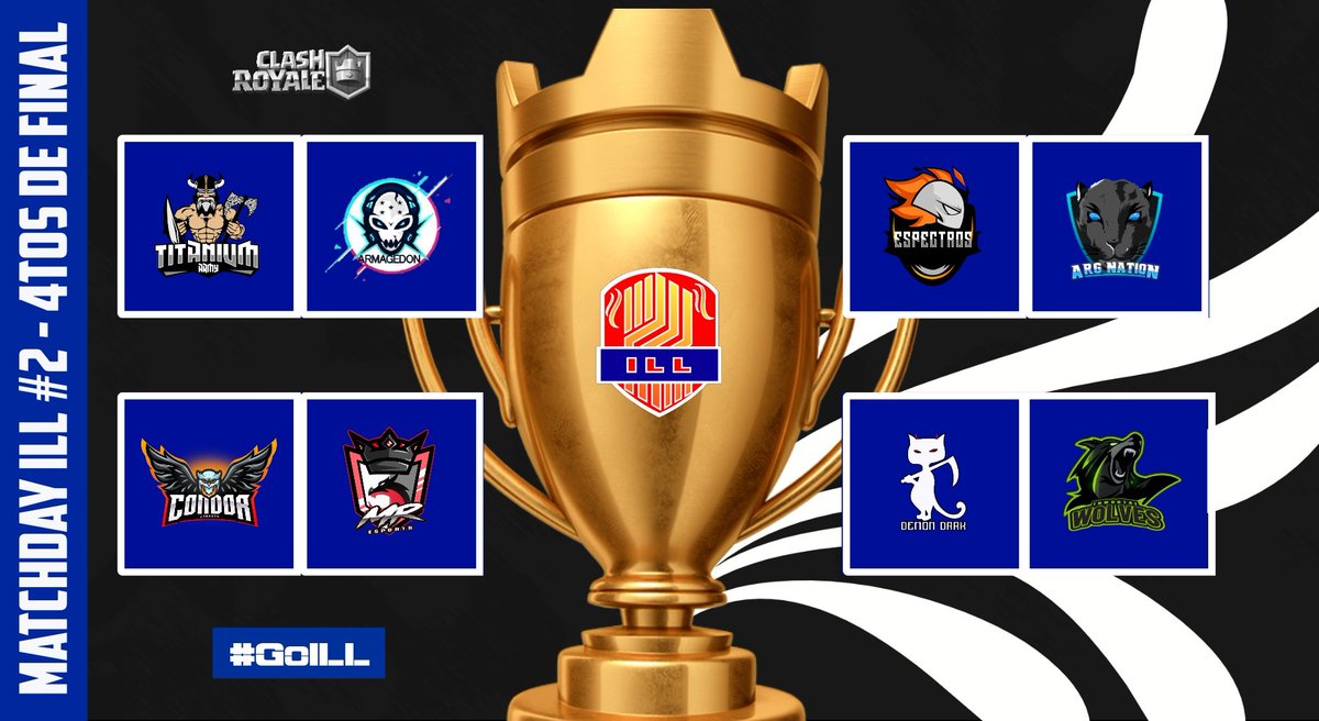 🔴International Legions League (@legions_gg) on Twitter photo #CR | #MatchDay
Volvemos un día más con la acción!🎙🎆
🌟CUARTOS DE FINAL🌟
<a href="/TitaniumArmyGG/">⭐ Titanium Army ⭐</a> 🆚️ <a href="/ARMAGEDONHN_CR/">ARMAGEDON🇭🇳</a>
🕛17:00🇲🇽
@CondorLiberty 🆚️ <a href="/MR_eSports_CR/">MR_eSports</a>
🕛19:00🇲🇽
<a href="/teamespectros/">𝐓𝐄𝐀𝐌 𝐄𝐒𝐏𝐄𝐂𝐓𝐑𝐎𝐒</a> 🆚️ @ANationtm
🕛20:00🇲🇽
<a href="/DemonDark_CR/">🦇Demon Dark 🦇</a> 🆚️ <a href="/InmortalWolves/">🐺Inmortal Wolves🐺</a>
🕛21:00🇲🇽
#GoILL #CR | #MatchDay
Volvemos un día más con la acción!🎙🎆
🌟CUARTOS DE FINAL🌟
<a href="/TitaniumArmyGG/">⭐ Titanium Army ⭐</a> 🆚️ <a href="/ARMAGEDONHN_CR/">ARMAGEDON🇭🇳</a>
🕛17:00🇲🇽
@CondorLiberty 🆚️ <a href="/MR_eSports_CR/">MR_eSports</a>
🕛19:00🇲🇽
<a href="/teamespectros/">𝐓𝐄𝐀𝐌 𝐄𝐒𝐏𝐄𝐂𝐓𝐑𝐎𝐒</a> 🆚️ @ANationtm
🕛20:00🇲🇽
<a href="/DemonDark_CR/">🦇Demon Dark 🦇</a> 🆚️ <a href="/InmortalWolves/">🐺Inmortal Wolves🐺</a>
🕛21:00🇲🇽
#GoILL