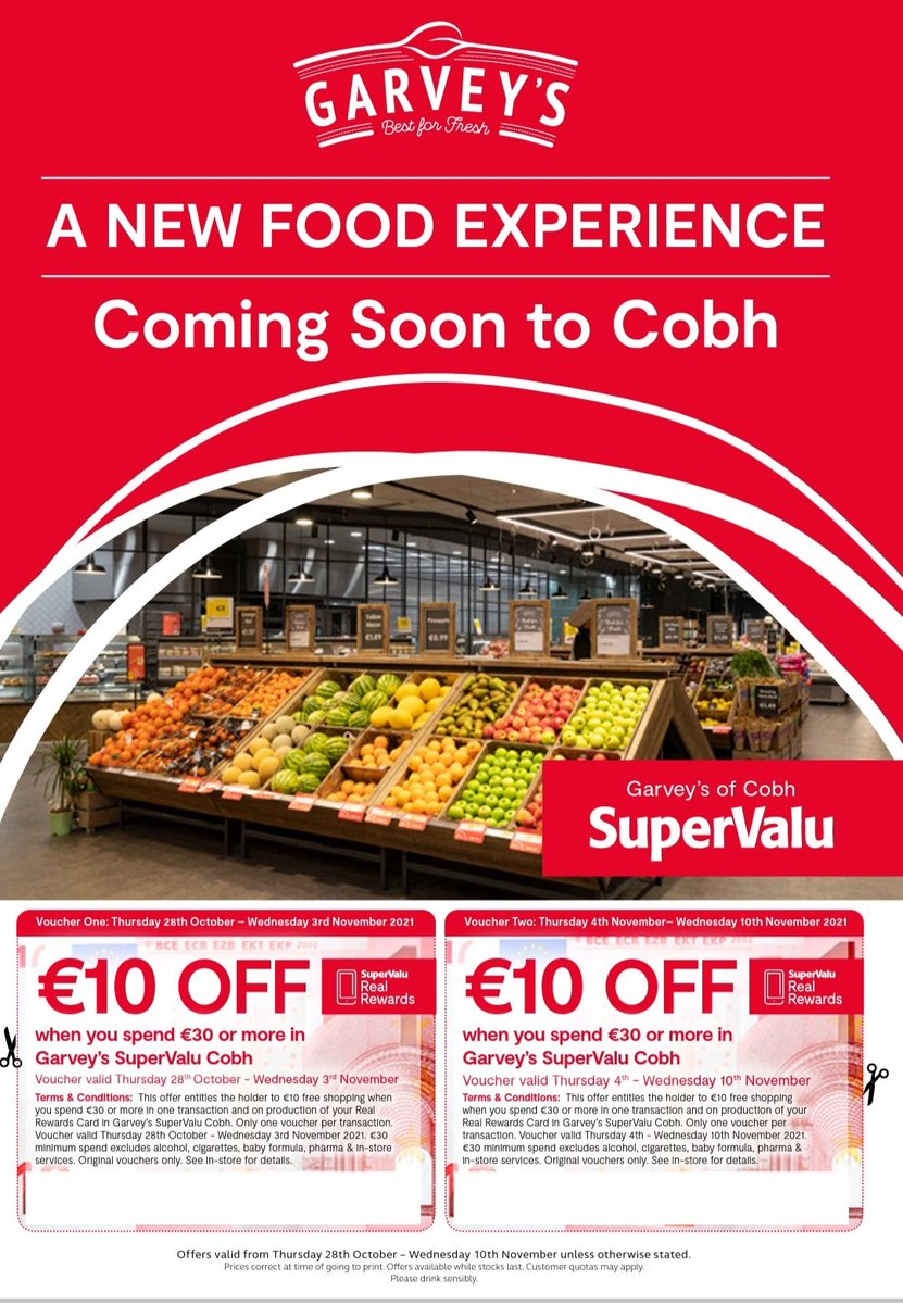GarveysSV_Cobh's tweet photo. STORE RELAUNCH 🙌🙌🙌
Delighted To Announce Our New Store Launch On Thursday 28th October 💫💥⚡
Join Us Over The Weekend For The Best Of Fresh Food In Cobh, Unbeatable Offers & Instore Entertainment From Cobhs Local Performers 🎉🎉🎉
#BestInFresh #Shoplocal #LoveCobh #Cobh https://t.co/VmytnblLz4