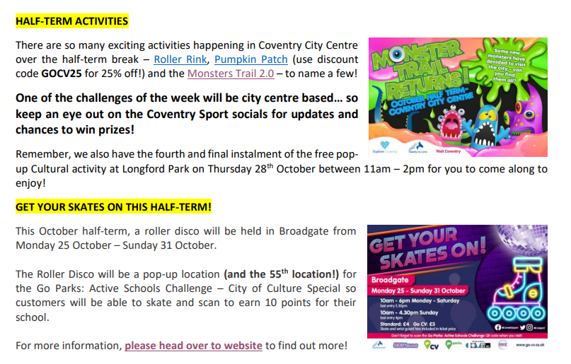 Check out all of these fantastic activities you can be getting up to over half term for FREE!