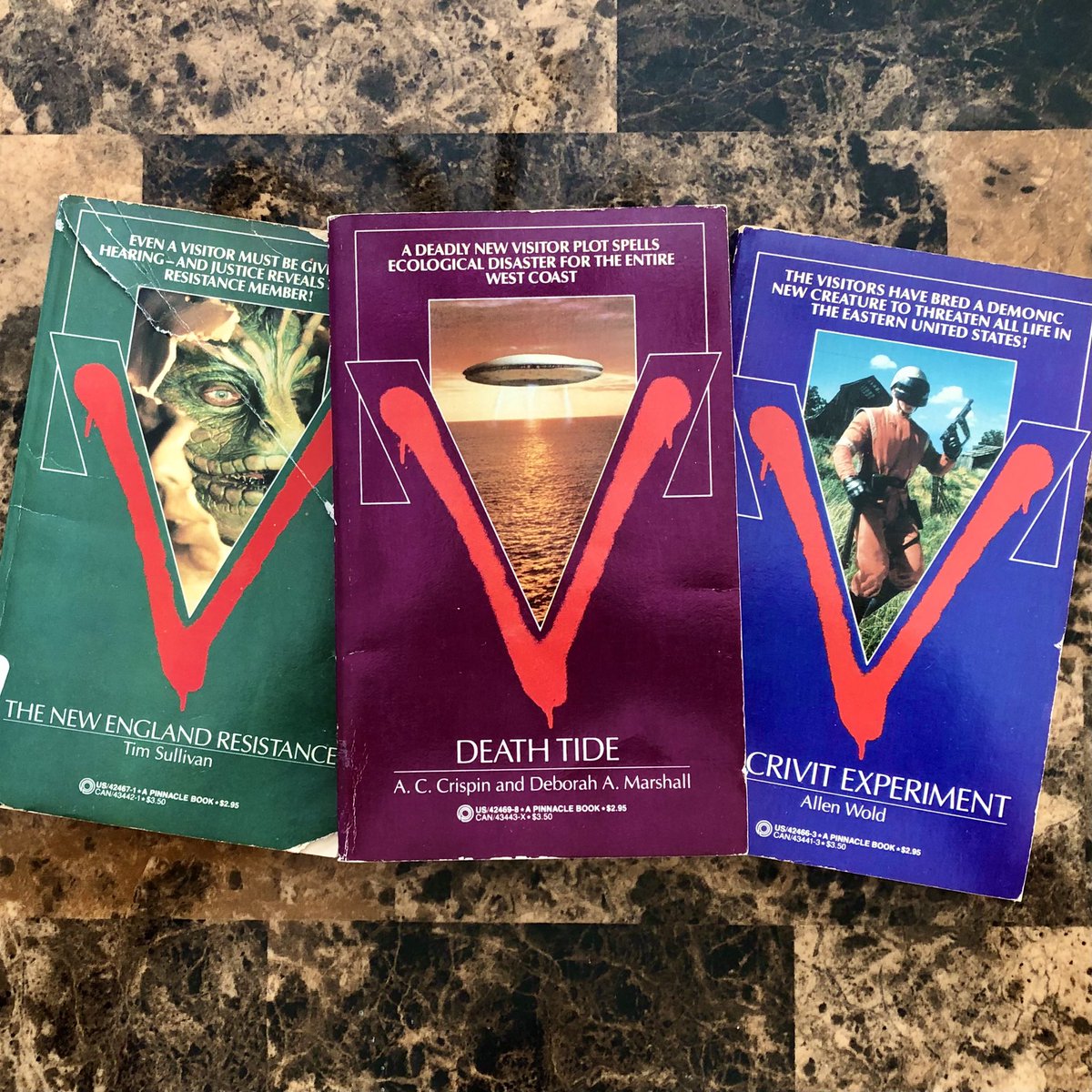 onceuponageek's tweet photo. Decisions, decisions. Which to read next? Opinions? Anyone have experience with “V” novels?

#V #VTheMiniSeries #visitors #VTheFinalBattle #VTheTelevisionSeries #VTheSeries https://t.co/r6WzyHPk5b