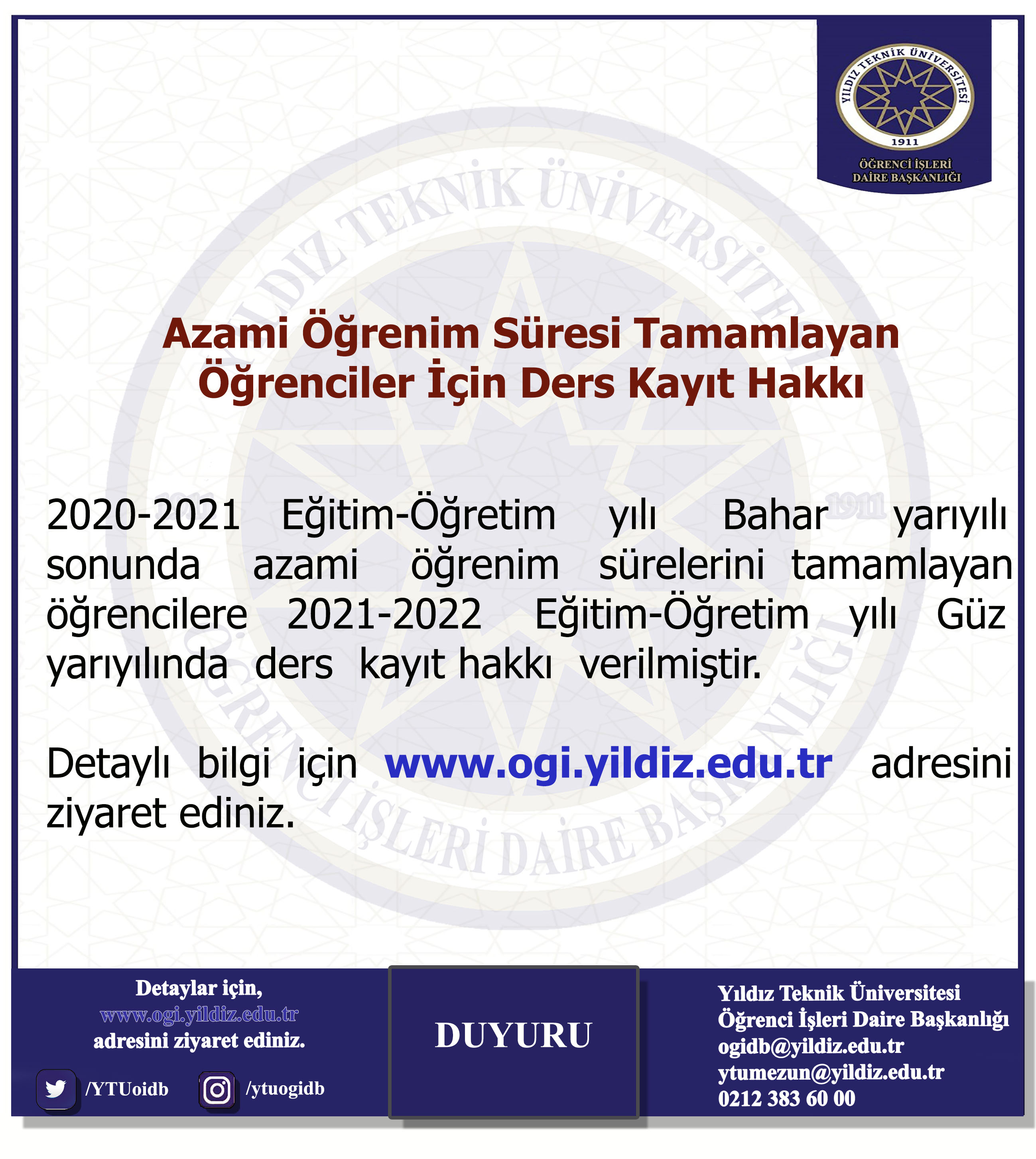 ytu ogrenci isleri daire baskanligi ytuoidb twitter