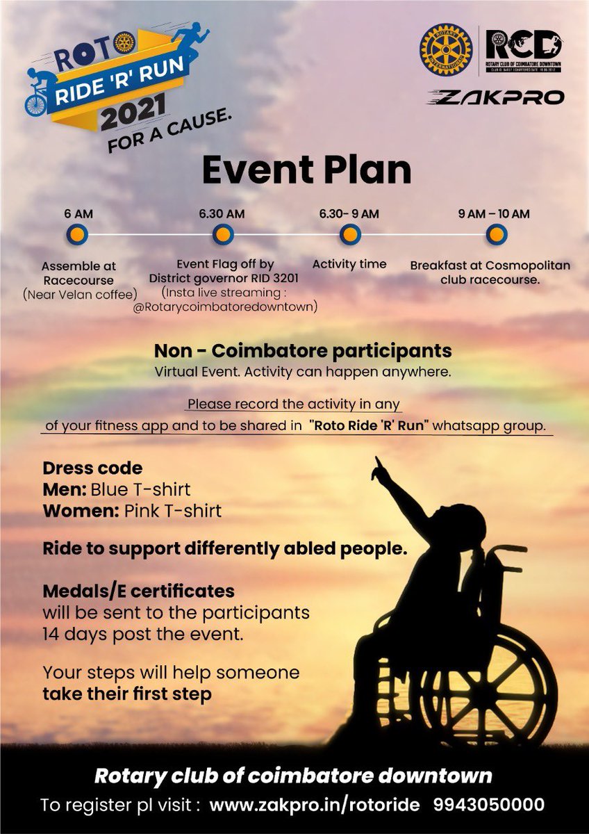 Rotarycbedowntn's tweet photo. There we go !! foot on ground, Event is happening on 24th(Sunday). Inducing a healthy lifestyle and a fund raiser event. The funds generated through this event are getting dedicated to provide calipers and limbs for differently abled brothers and sisters https://t.co/1YPxDAAqoR https://t.co/Qxbs0VBhrv