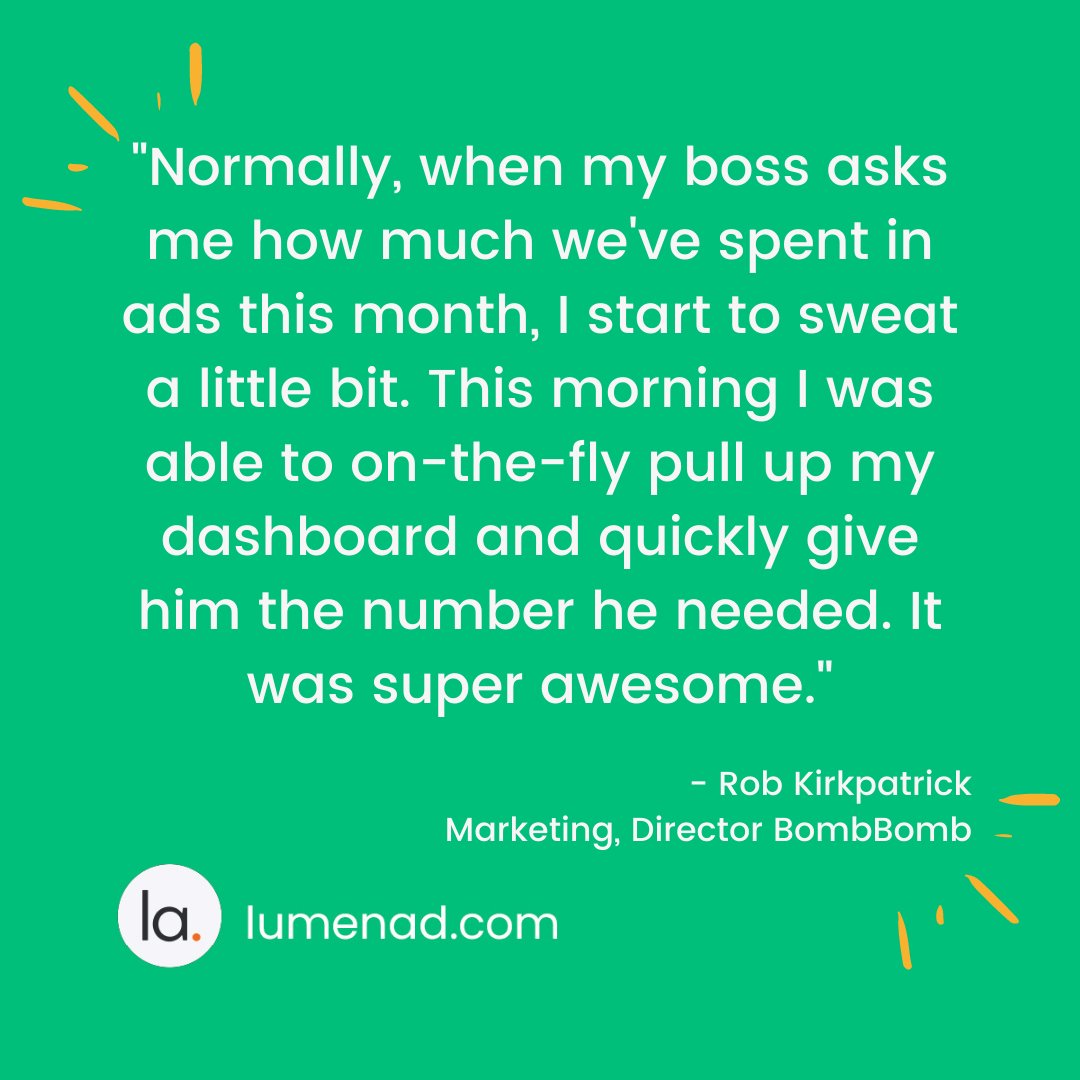 Not many things are as stressful as on-the-fly ad campaign reporting requests from leadership that leave you scrambling for data points. 

Turn sweaty, high-pressure situations into fast, actionable insights available via an intuitive dashboard. 

Learn More - Link in Bio
