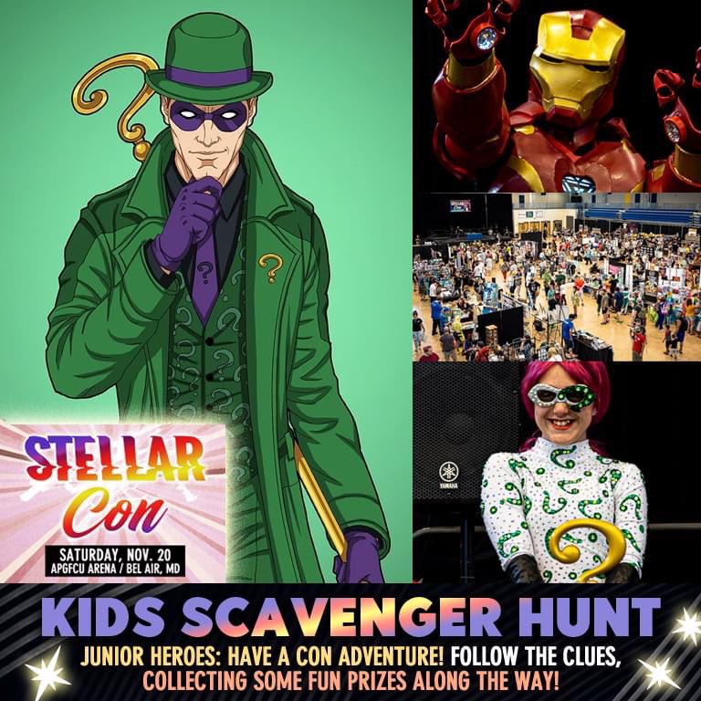 KIDS SCAVENGER HUNT!
Calling all Junior Detectives &amp; Heroes. Follow the interactive clues to have a con adventure and collecting some fun little prizes along the way!
Tickets for kids 4-12 are discounted with an adult, kids 3 &amp; under are free! 
Tickets: stellar-con.com