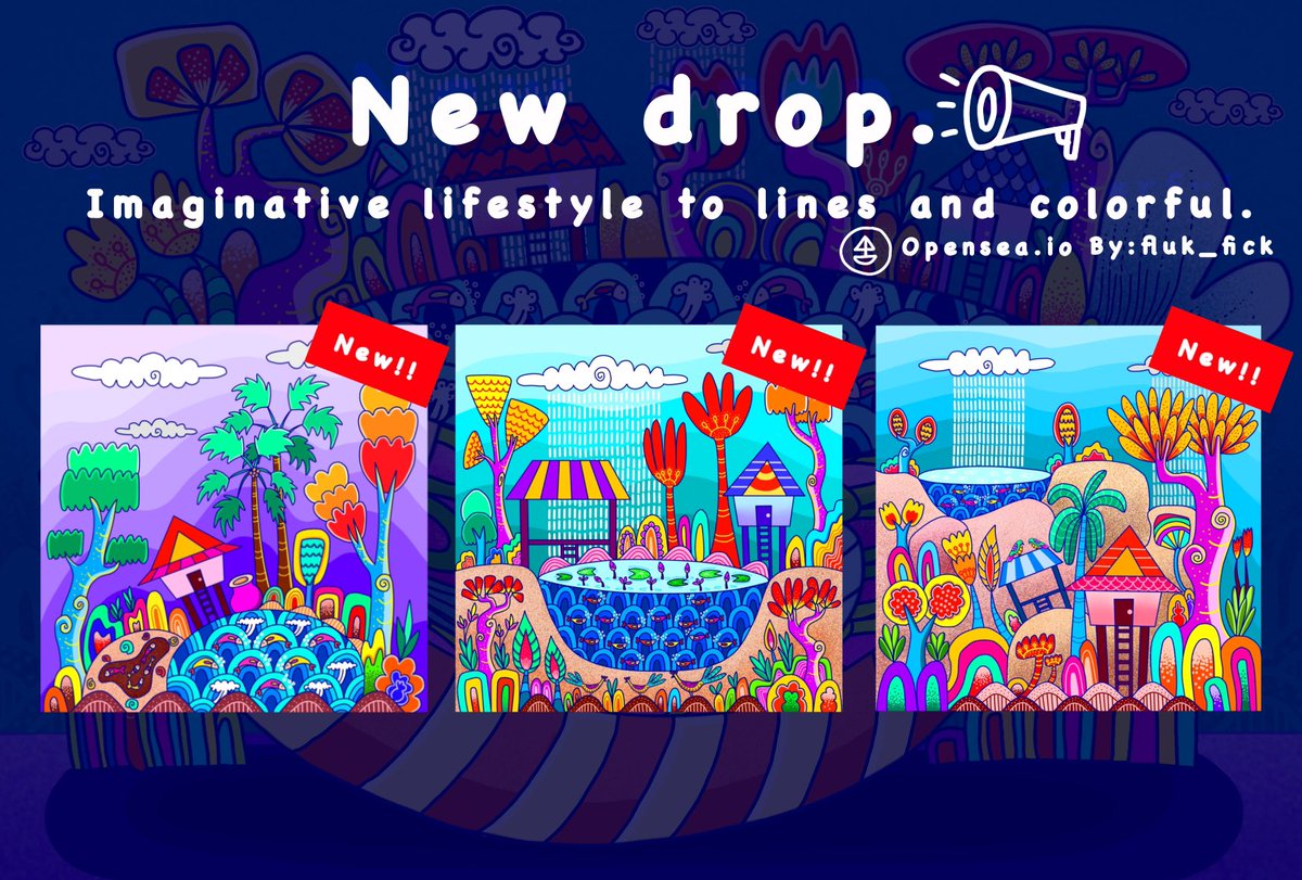 Fluk_monthira's tweet photo. New drop.📣📍📌🎉 @opensea 
Collection: Imaginative lifestyle to lines and colorful.
3 items.🌈🌈
Have enjoy my work.🌈💕🥰☺️ 
https://t.co/8AOGHR6FxK
#nftcollectors #nftdrop #nftcollector #NFTCommmunity #nftart #NFTs #nftartists #ETH #NFT #Ethereum #NFTdrop #NFTJapan https://t.co/ub0XymWDvE