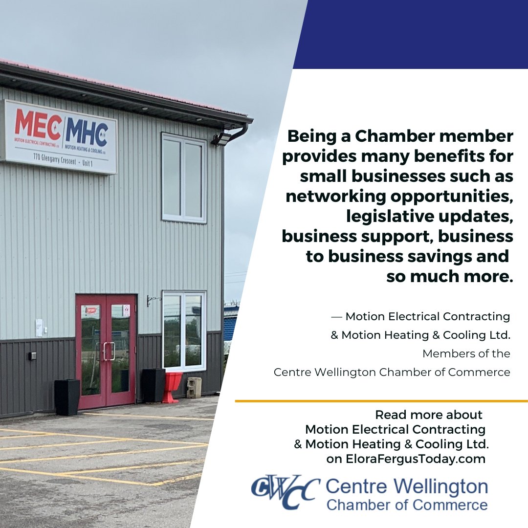 CW_Chamber's tweet image. Read our latest #MemberFeature on EloraFergusToday.com! Read about two of Centre Wellington’s local service providers, Motion Electrical Contracting &amp;amp; Motion Heating &amp;amp; Cooling Ltd.!

Read more at bit.ly/CWCCMEC