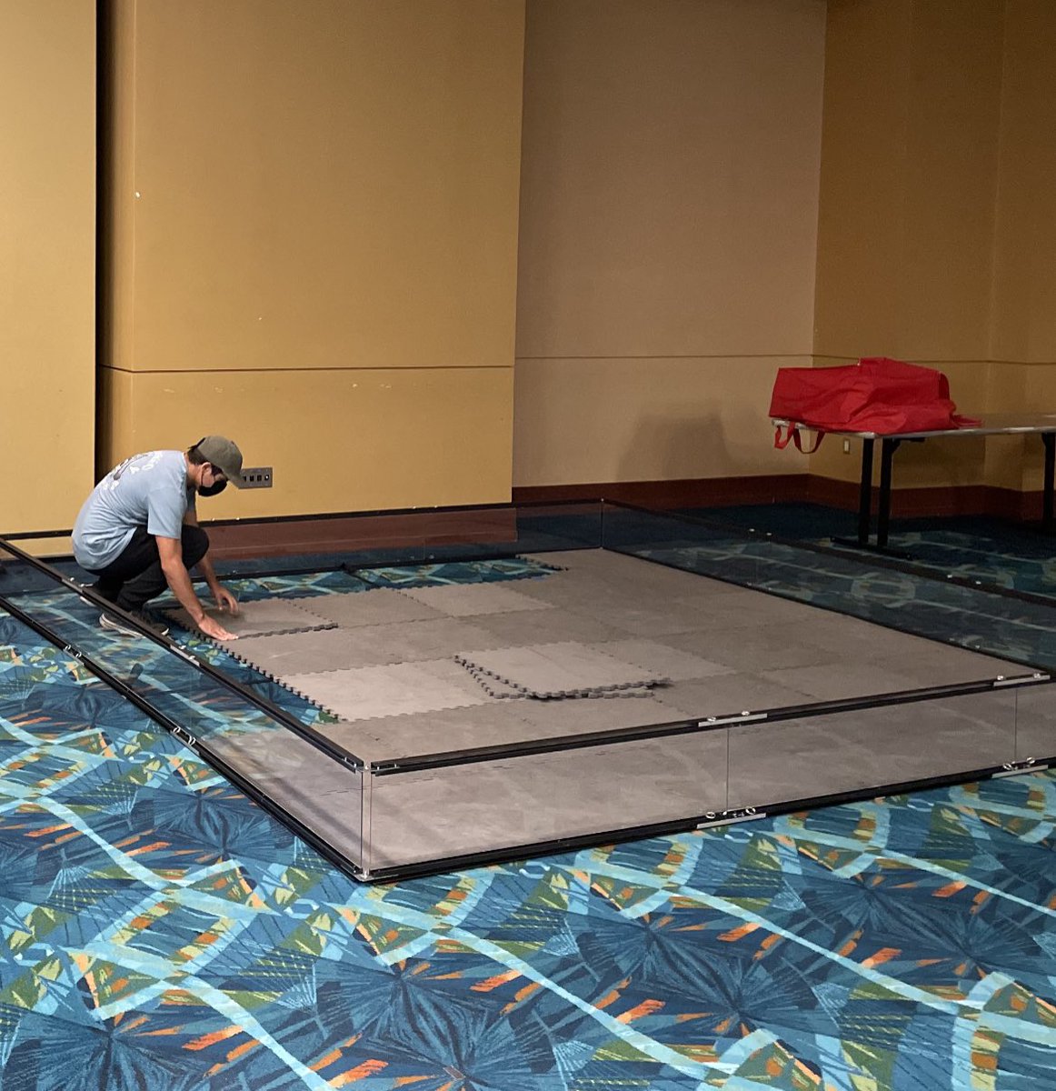 TxSTEMed's tweet photo. We are setting up the #FREIGHTFRENZY field today for #Palmfest that starts tomorrow in McAllen. Come by and show your team pride and see the new challenge. Together, we are #FIRSTRGV https://t.co/kEbI2TEeq5