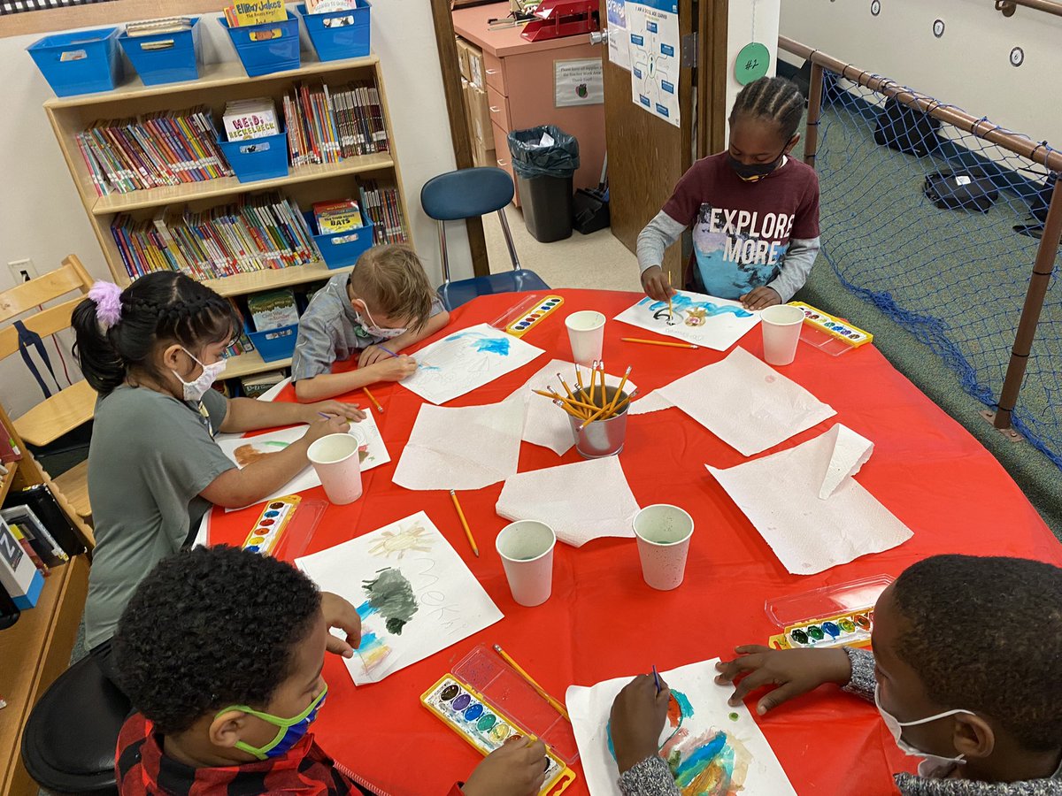 MrsLibraryMedia's tweet photo. After reading Yasmin the Painter from Meet Yasmin by Saadia Faruqi, our 2nd graders created our own paintings like Yasmin did in the story. We are all artists! @SaadiaFaruqi @MacdSchool #STEAM #literacy #makerspace #mpslms #mpsct #MACSTEM 🎨 https://t.co/3I22TPZbTo