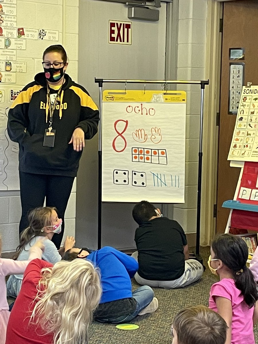 Dual Kindergarten~Exploring the structure and Creating an amazing anchor chart to structure the Number 8! A class created number line is such a great tool for students!❤️ <a href="/LangesMatt/">Elmwood Eagles</a> #maestraarnold