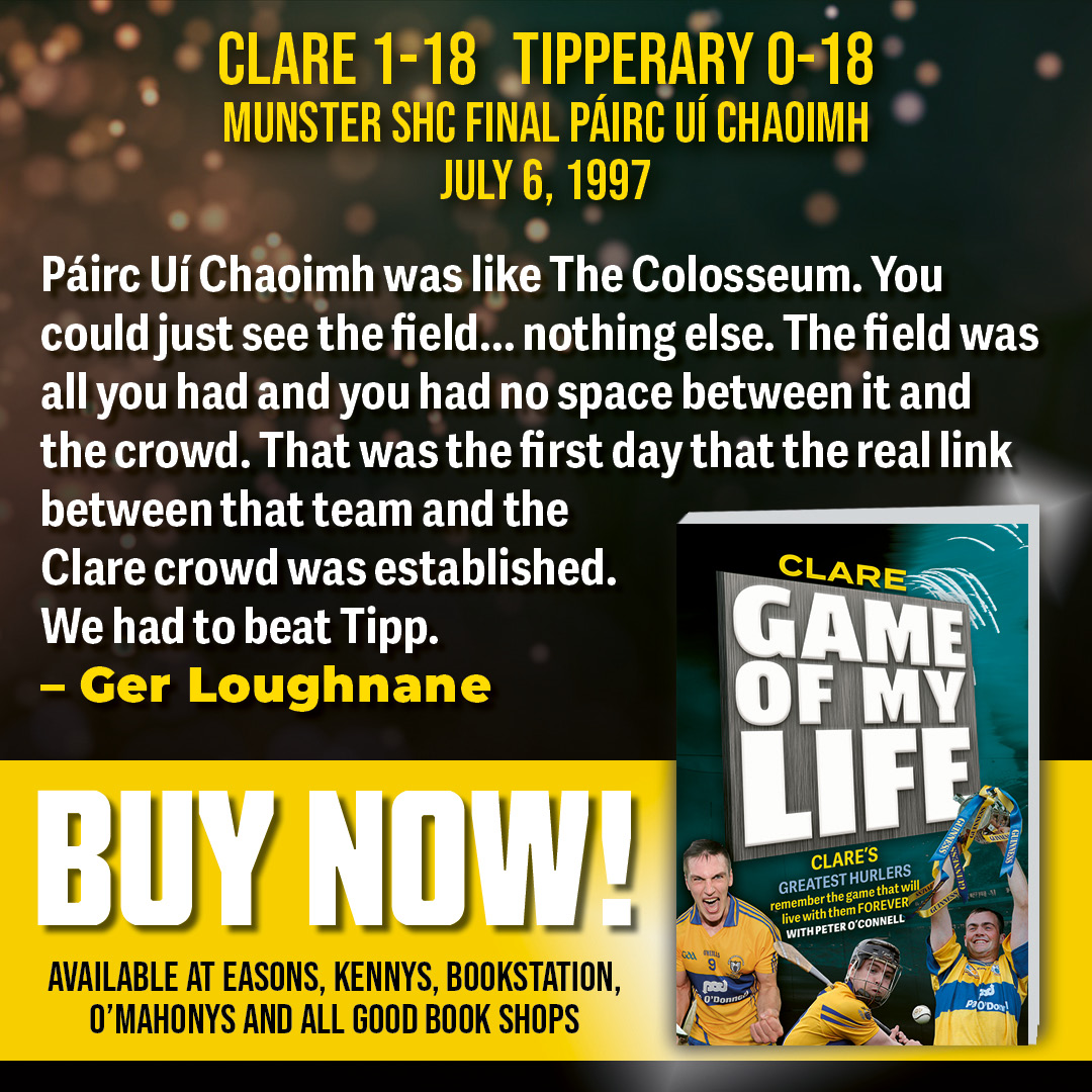 Ger Loughnane... and the Game of his Life!
@Westclarepage <a href="/GaaClare/">Clare Gaa</a> @MartyM_RTE <a href="/ClareChampion/">The Clare Champion</a> <a href="/ClareEcho/">The Clare Echo</a> @clare_times <a href="/ClareFM/">Clare FM</a> <a href="/GillHessLtd/">Gill Hess Associates</a> <a href="/easons/">Eason</a> <a href="/bookstationeire/">bookstationireland</a> <a href="/OMahonysBooks/">OMahonys Booksellers</a> <a href="/KennysBookshop/">Kennys Bookshop & Art Gallery</a> <a href="/TheBookCentres/">The Book Centre</a> <a href="/MunsterGAA/">Munster GAA / Comhairle na Mumhan</a> <a href="/DaloAnto/">Anthony Daly</a>