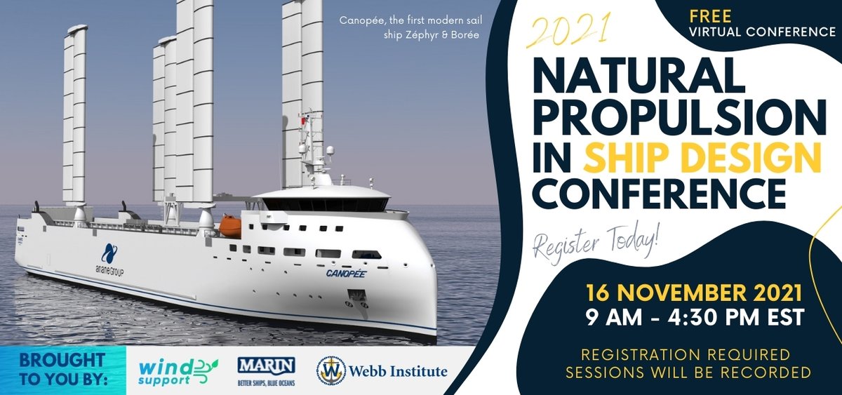 We are excited to announce that Webb, Marin Institute, and <a href="/windsupportnyc/">windsupportnyc</a> will be hosting the Natural Propulsion in Ship Design conference on Nov. 16th. 

Register to watch live through Zoom:  bit.ly/3GgBN1Y

#MarinInstitute #sustainability #naturalpropulsion