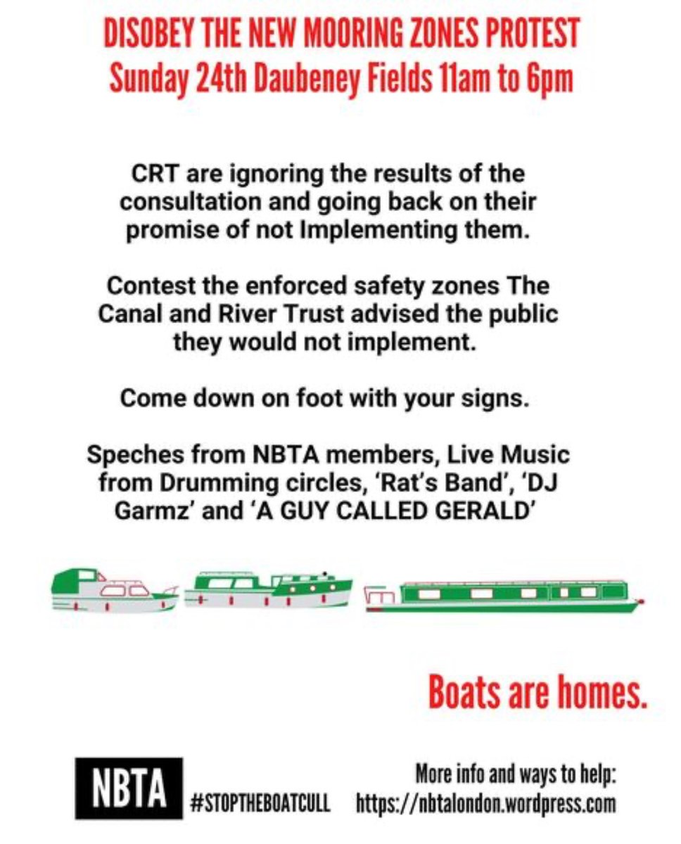 NbtaLondon's tweet image. The most draconian parts of the @CanalRiverTrust  “safety zones” are going ahead. Join us at Daubeney Fields on Sunday to show @CanalRiverTrust that we can see through their lies.