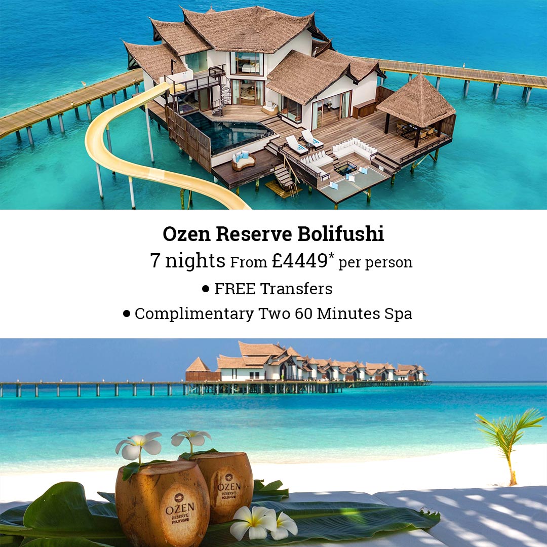 Maldives Holidays🏖This luxurious 7-night holiday offer is for £4449*pp😍
Offer Includes:-
7 nights stay at 5⭐️Ozen Reserve Bolifushi- All Inclusive
💛Return Flights &amp; Transfers included
💛Based on two adults sharing
💛Valid for selected dates in Apr&amp;May 2022
 0208705 0115☎️
