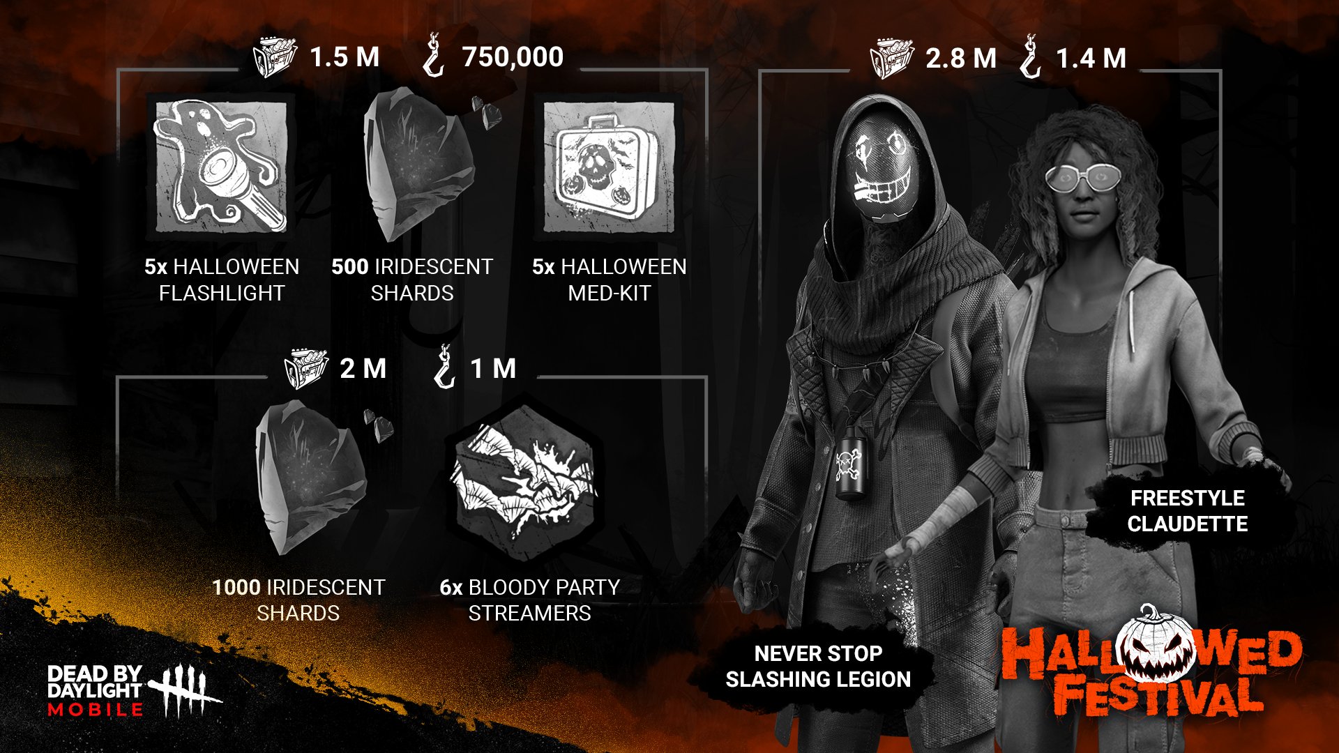 Dead by Daylight Mobile on X: We'll keep track of in-game data from now  until Oct 29th - once you repair enough generators and hook enough  Survivors, all players will be rewarded🤩