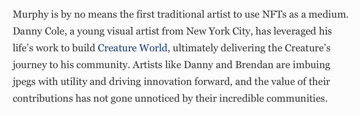 Deja_Dead_'s tweet photo. nice @creatureNFT / @dannycoleee shout out in @Forbes !

https://t.co/vHmTfzWlfd https://t.co/ffQZQbBkHL