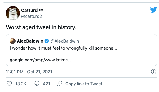 Nutnfancy's tweet photo. In 2017, Alec Baldwin attacked a SoCal police officer who fatally shot a suspect in a parking lot of a convenience store. The cop was doing his job. “I wonder how it must feel to wrongfully kill someone,” he tweeted. And yet CPF will protect this Leftist gun hater, now killer. https://t.co/OVy2FqJbdt