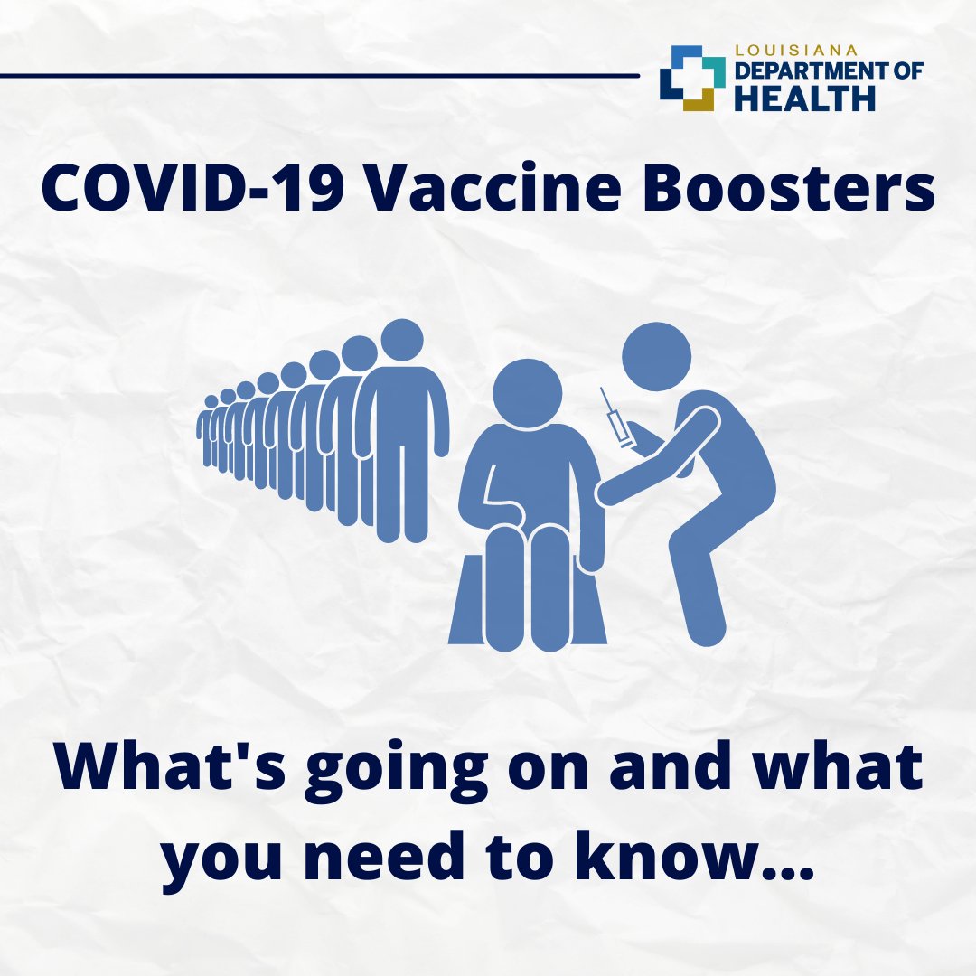LADeptHealth's tweet image. Big news, Louisiana — @CDCgov has approved #boostershots for the Moderna and Johnson &amp;amp; Johnson #COVIDvaccines! Effective immediately, boosters are available to certain populations. Read more: ldh.la.gov/index.cfm/news…