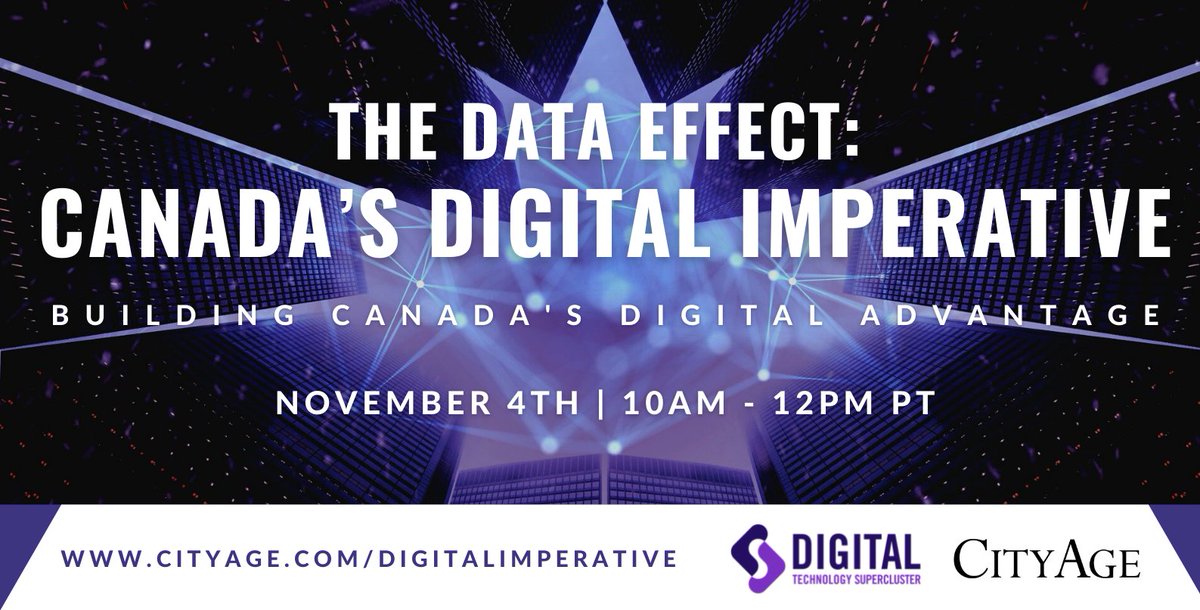 DTSupercluster's tweet photo. On November 4, we’re partnering with @CityAge to bring together cross-industry leaders for a discussion on how we’re shaping Canada’s role in the new #Digital World. Register for our #DataEffect event here:
Register here: https://t.co/GuY6rBFLeJ https://t.co/ZabRV3EaNc