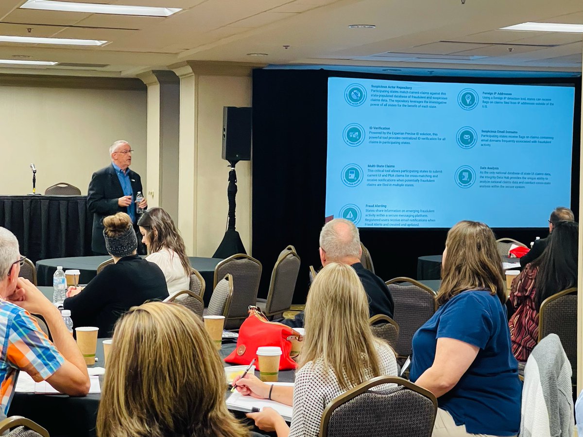 NASWAORG's tweet photo. Scott Sanders, NASWA CEO & President, spotlights the efforts of the #UIIntegrity Center as they help state agencies prevent and detect unemployment insurance fraud during day 3โฃ of the 2021 UWC UI Issues Conference. https://t.co/PsbFnNHkgf