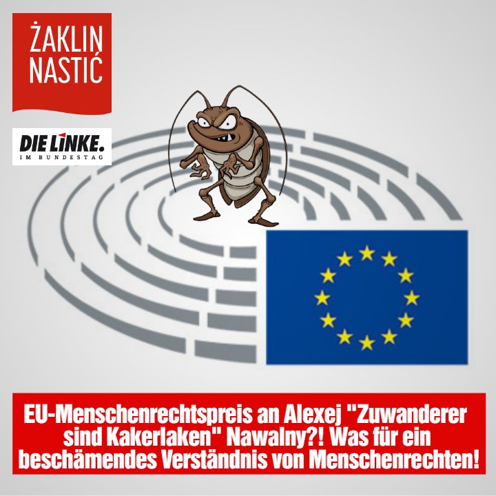 Die #EU schweigt zu #Assange und offenbart mit der Verleihung des Menschenrechtspreises an Alexej „Zuwanderer sind Kakerlaken“ #Nawalny &amp; zuvor mit der Nominierung der rechten Putschistin Jeanine #Añez mal wieder ein äußerst beschämendes Menschenrechtsverständnis!

<a href="/Linksfraktion/">linksfraktion</a>