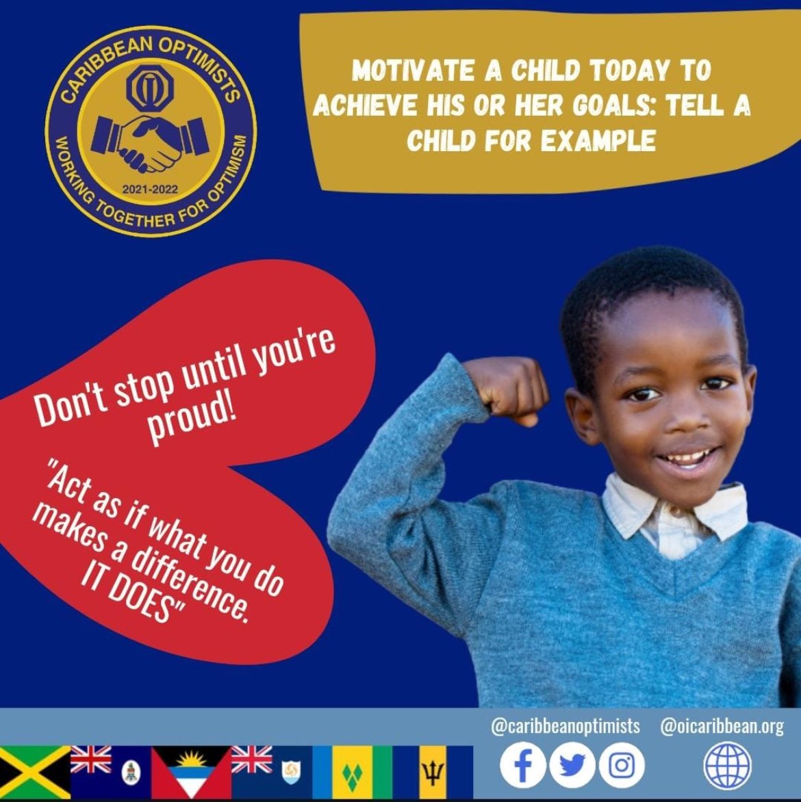 oicaribdistrict's tweet photo. OICD Mentorship Nuggets
You have the power...
Motivate a child today to achieve his or her goals!!!!
Be the change.
#FriendOfYouth
#MeAndMementee
#OICD
#Optimistclubs
#ServiceOrganization
#JoinOptimist
#WeekendNugget
#OICDtogetherness2122 https://t.co/wln4Q3TAzU