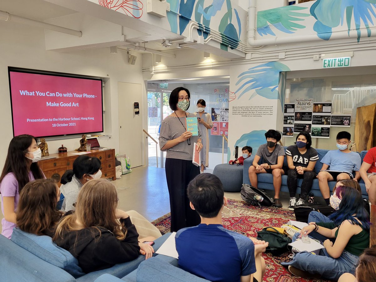 MaureenTai's tweet photo. I give my first ever author talk at a school in ππ°. I channel @neilhimself & exhort teens to βmake good art.β A powerful speech that inspires my audience & still resonates with half-decade-old me. Thank you Mr. Gaiman ππΌ #amwriting #amtalking https://t.co/kKubYYDSNW