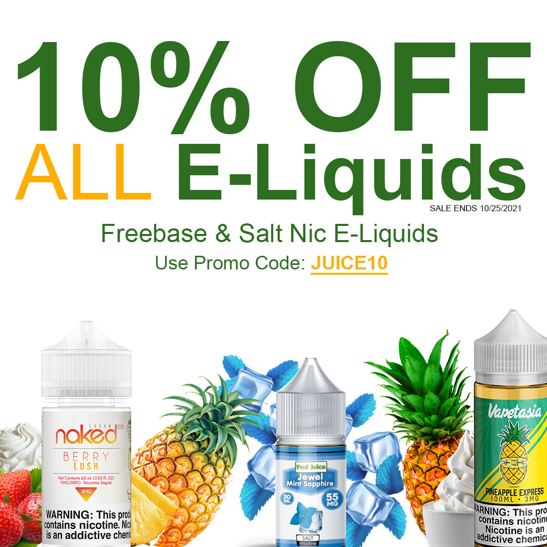 Don't miss our 10% OFF Sale on ALL E-Liquids! From Pod Juice to 7Daze we have all your favorite juices in stock! 

Use Promo Code: Juice10

bit.ly/3B63dDM

#vape #vapesale #vapestore #eliquidsale #naked100 #vapetasia #podjuice #7daze #vapejuice #provape