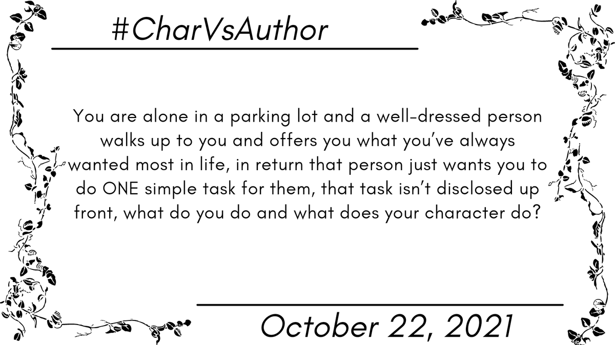 charvsauthor's tweet photo. Day 22 of #CharVSAuthor https://t.co/O2VAI7UjFB