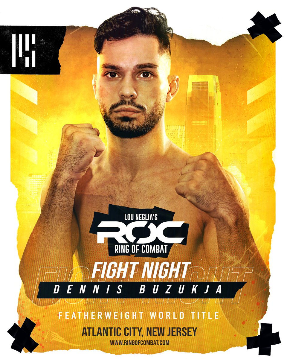 ParadigmSports's tweet photo. Tonight’s the night. @DennisBuzukja takes center stage at Ring of Combat 74 in the featherweight title bout. ✨ #ROC74 #GP https://t.co/I0G9MrDiyq