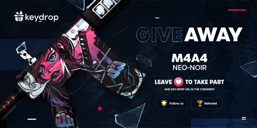 keydropcom's tweet photo. Giveaway on M4A4 | Neo-Noir 🎁

👊 Just leave ❤️ under the post!
🌟 Follow us!
🏆 Retweet!
 
⏰ Wait 24 hours!

#freeskins #csgoskinsgiveaway #csgoskinsfree #giveaway #airdrop #csgocases #csgocase #csgocommunity #csgoesport #skins #csgoskins #keydrop #keydropcom #csgo https://t.co/ie8dacR9HJ