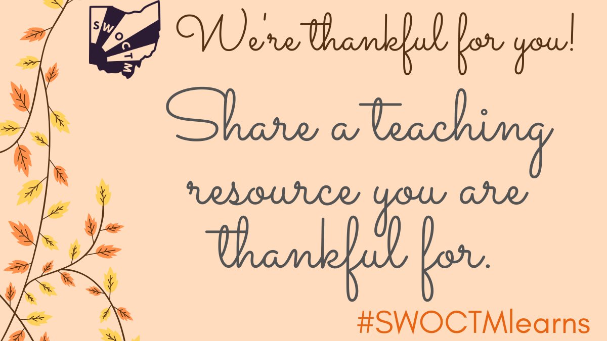 swoctm1's tweet photo. Q1: Tell us about a resource you're thankful for! Use A1 in your answer and don't forget to tag @swoctm1 and #SWOCTMlearns. Winner will be announced on Friday! https://t.co/NGzIcEiBaf