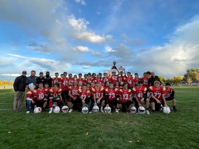CoachKantorNoCo's tweet photo. So proud of our 8th grade football team! Undefeated district Champs! Great end to a great season. Outstanding group of people right here! @PSD_ATHLETICS @PoudreSchools #psdproud https://t.co/Cg2KBD1Cok