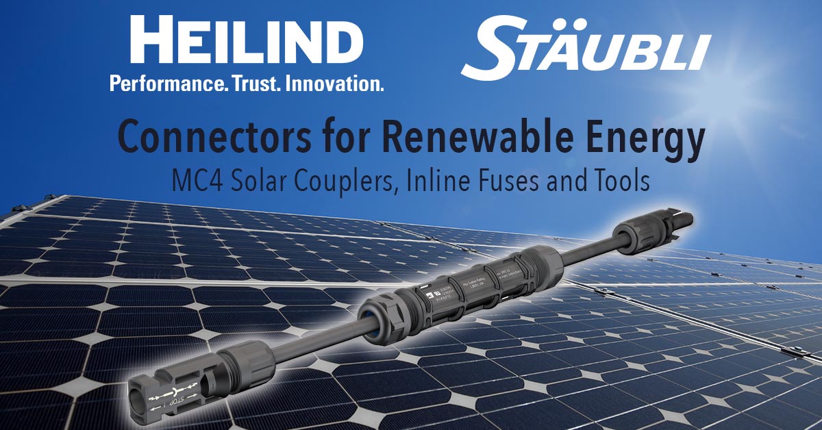 Heilind's tweet photo. The @staubligroup MC4 Series weatherproof #solar #connectors feature #MULTILAM technology with high long-term stability, ensuring consistently low performance loss throughout the lifespan of the connector. #PV #solar #renewableenergy #solarenergy #Heilind https://t.co/o7xgzqPiTA https://t.co/GEAhCgcE2W