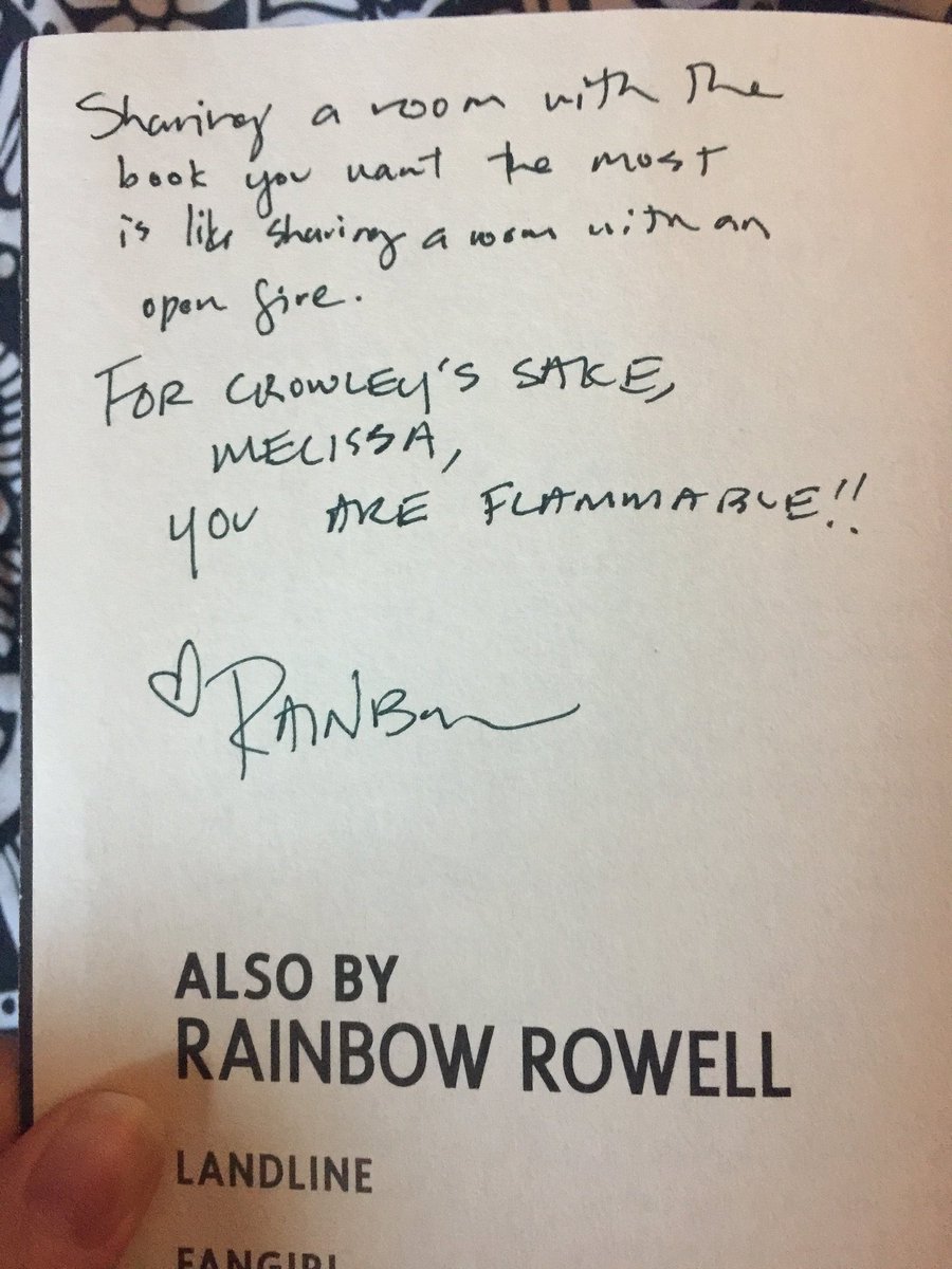 Spockzillla's tweet photo. These are my three best signed Carry On copies. I’m really grateful that Rainbow was willing to write these for me. #CarryOn https://t.co/wnjmX9Jav7