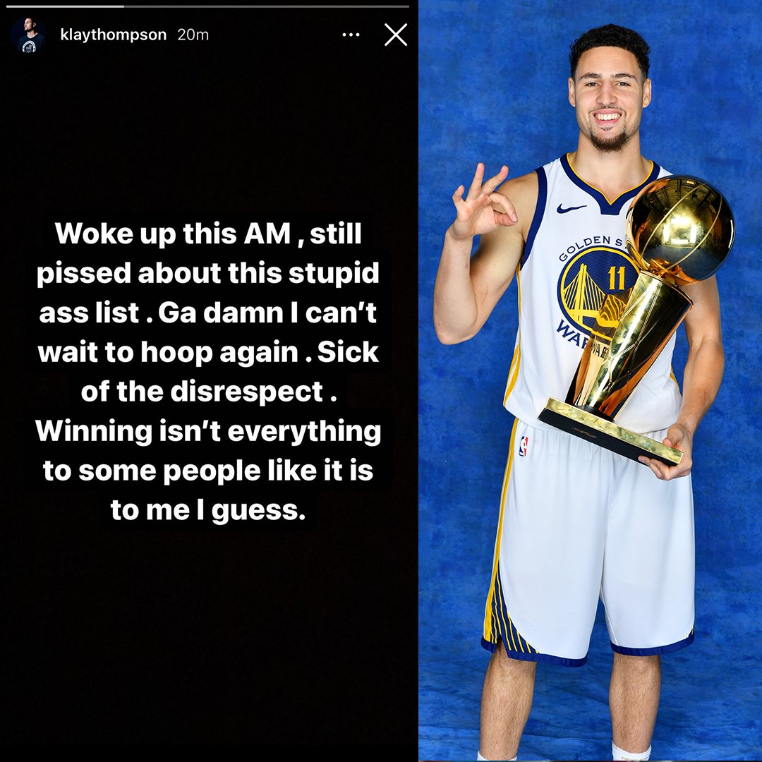 SportsCenter's tweet photo. Klay is tired of the disrespect 😤

(via @KlayThompson) https://t.co/Q5iVSTUrER