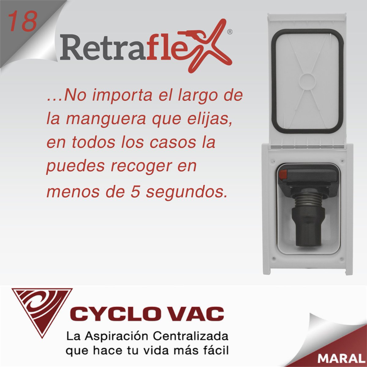 maral_cyclovac's tweet photo. Retraflex:
52 cosas que necesitas saber sobre el sistema.
¿Sabías que...? 18/52
...No importa el largo de la manguera que elijas, en todos los casos la puedes recoger en menos de 5 segundos...
#retraflex #cyclovac #aspiracionCentralizada #Maral https://t.co/qyLrMaTVHX