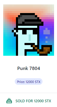 PunksOnStacks's tweet photo. This is NO bug, NO you're not seeing things..
THIS JUST HAPPENED
Alien #StacksPunk 7804
SOLD for 12000 STX
π₯π₯π₯π₯π₯
The first Alien sold in the marketplace and the rarest goes to a new home!
BIG CONGRATS!
Get yours at https://t.co/otith9Czab https://t.co/SrlibDgRfB