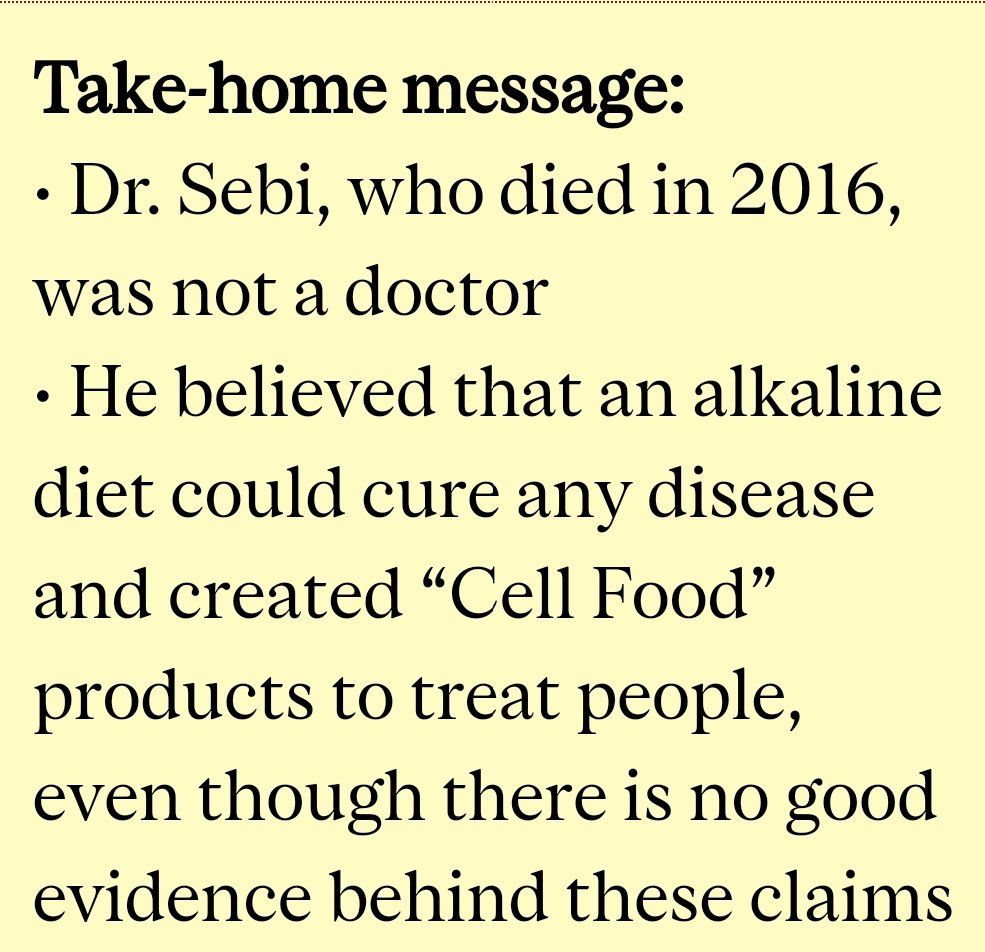 witch_imightbe's tweet photo. I've been seeing a lot of chatter re-enter the spiritual community about the Alkaline Diet. The two men who perpetuated the lies of it's effectiveness (Dr. Sebi &amp; Dr. Young) were both absolute frauds. They were/are not medical doctors and countless have died under their care. https://t.co/kr5r5Z3FS7